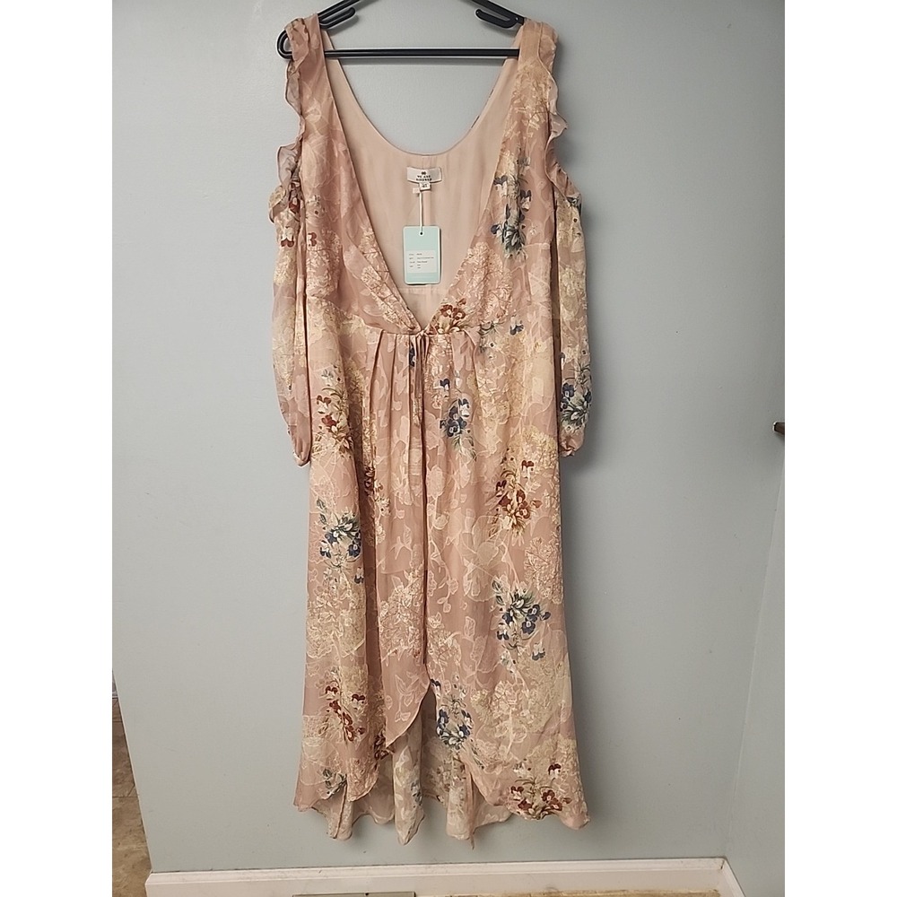 Anthro We Are Kindred Hayley Floral Ruffled Cold Shoulder‎ Maxi Dress US 4 AU 8
